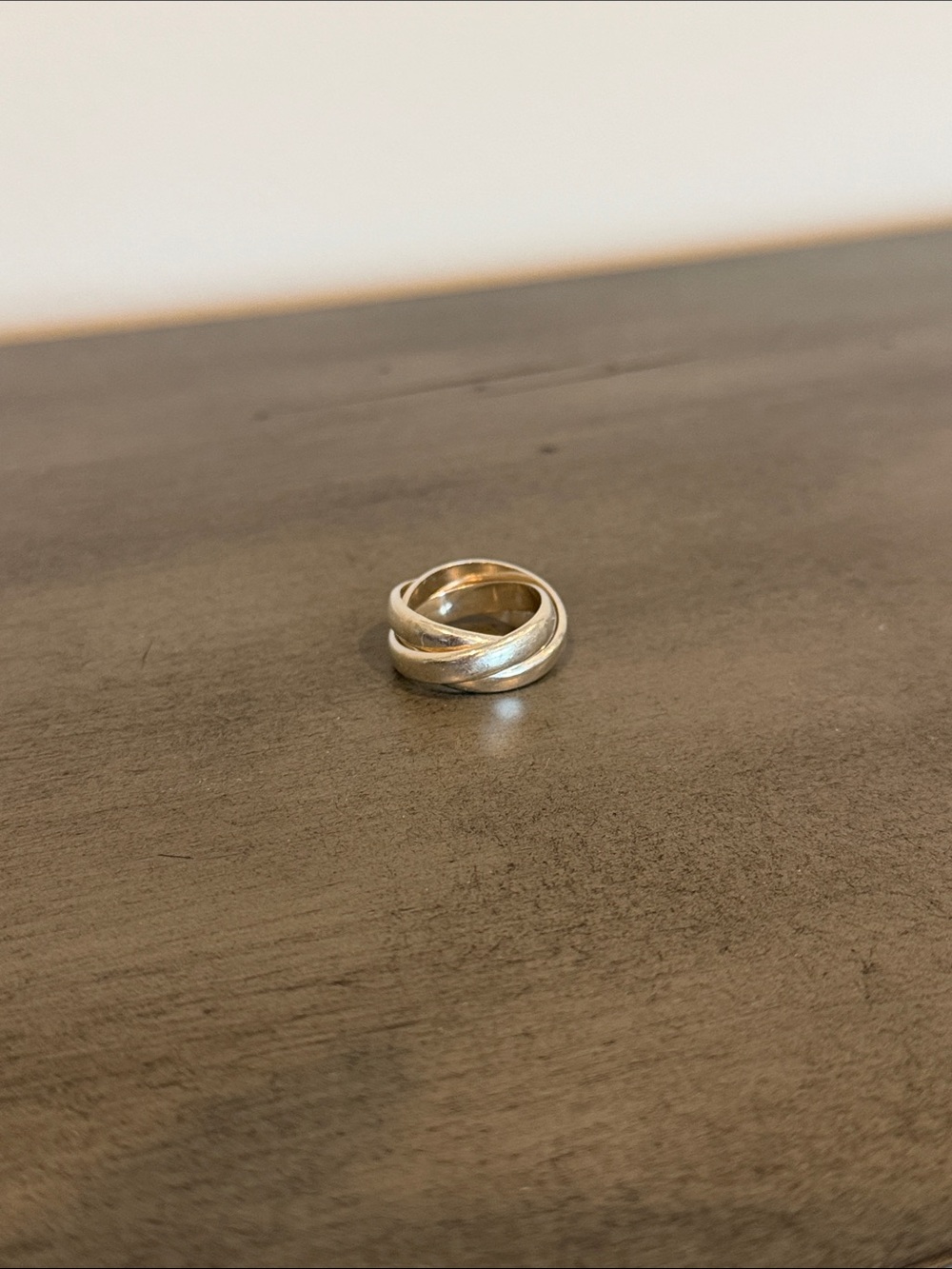 Interlocking Trio Sterling Silver Rolling Ring - size 5.5 - Picture 2 of 4